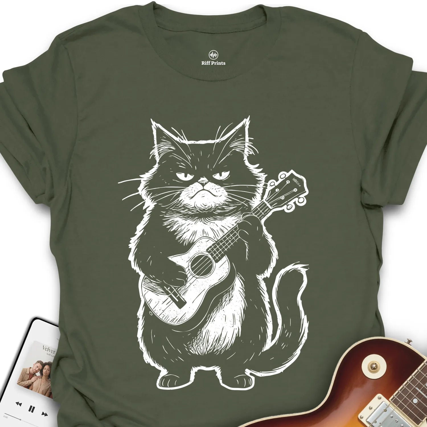 Grumpy Ukulele Cat T-Shirt