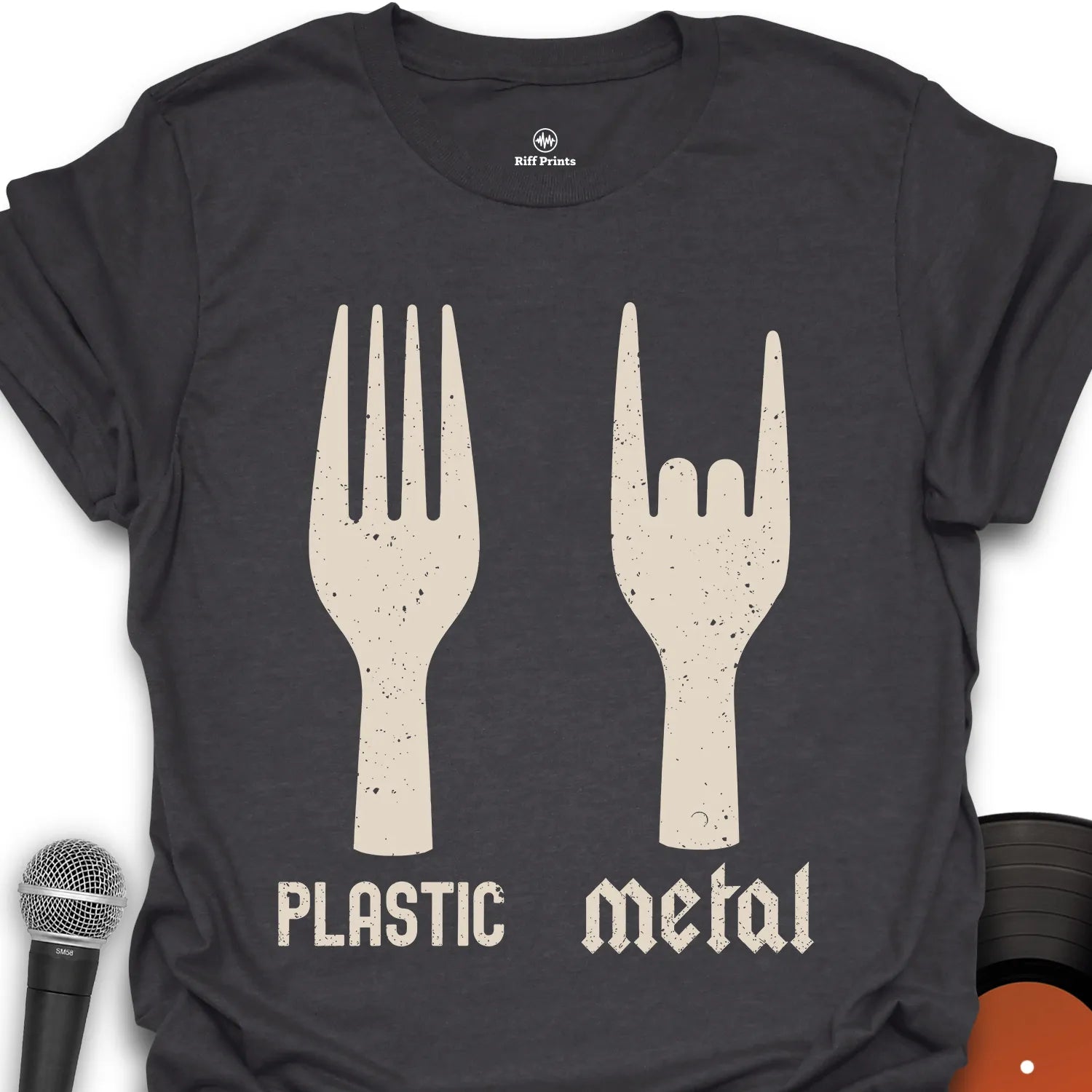 Plastic vs Metal Forks Music T-Shirt