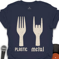 Plastic vs Metal Forks Music T-Shirt
