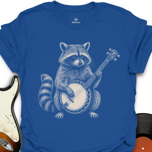 Raccoon on a Banjo Music T-Shirt